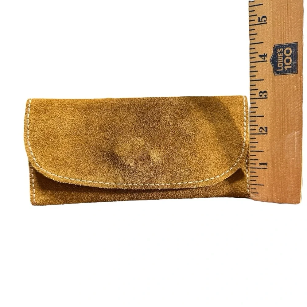 Suede Leather Euro Wallet Flower Contrast Stitching Fold‎ Mirror Zipper Colorful